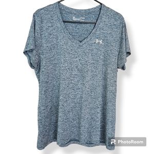 UNDER Armour Heathered Green Heatgear Loose Fit V-Neck T-shirt